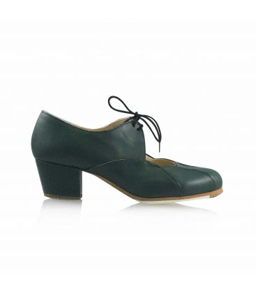 zapatos de flamenco profesionales personalizables - Begoña Cervera - Acuarela Cordones piel verde botella 