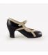 flamenco shoes professional for woman - Begoña Cervera - Arco I black and beige leather carrete heel