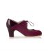 zapatos de flamenco profesionales personalizables - Begoña Cervera - Arty plum ante y charol burdeos tacon clasico