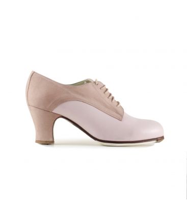 flamenco shoes professional for woman - Begoña Cervera - Butchler pink leather and suede carrete heel