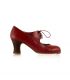 zapatos de flamenco profesionales personalizables - Begoña Cervera - Cordonera rojo oscuro piel tacon madera carrete