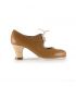 zapatos de flamenco profesionales personalizables - Begoña Cervera - Cordonera marron claro piel tacón carrete visto 