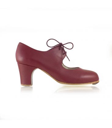 flamenco shoes professional for woman - Begoña Cervera - Cordonera burgundy valdemar leather classic heel