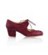 zapatos de flamenco profesionales personalizables - Begoña Cervera - Cordoneria ante y piel cocodrilo burdeos