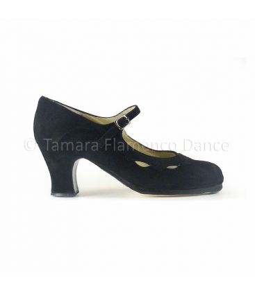 zapatos de flamenco profesionales personalizables - Begoña Cervera - Estrella ante negro tacon carrete