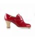 flamenco shoes professional for woman - Begoña Cervera - Goya red patent leather carrete wood heel
