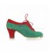 flamenco shoes professional for woman - Begoña Cervera - Ingles Coco red and green suede, carrete heel