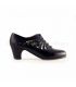 zapatos de flamenco profesionales personalizables - Begoña Cervera - Ingles Calado piel negro tacon clasico bajo
