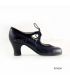 flamenco shoes professional for woman - Begoña Cervera - Candor black leather and suede, carrete heel