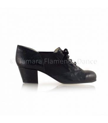 flamenco shoes professional for woman - Begoña Cervera - Picado for woman black ostrich leather, cubano heel