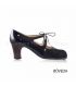 flamenco shoes professional for woman - Begoña Cervera - Dulce black patent leather and suede, classic wood heel