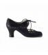 flamenco shoes professional for woman - Begoña Cervera - Petalos black suede and snake leather carrete heel