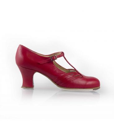 flamenco shoes professional for woman - Begoña Cervera - Class red leather carrete heel