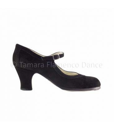 zapatos de flamenco profesionales personalizables - Begoña Cervera - Salon Correa ante negro tacon carrete