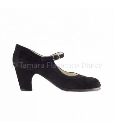 zapatos de flamenco profesionales personalizables - Begoña Cervera - Salon Correa ante negro tacon recto