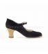 flamenco shoes professional for woman - Begoña Cervera - Salon Correa black suede and carrete light wood heel