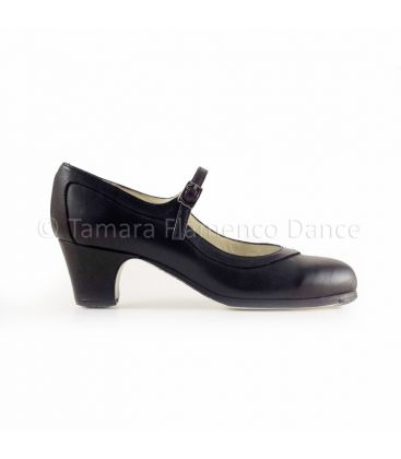 flamenco shoes professional for woman - Begoña Cervera - Salon Correa black leather and low classic heel