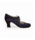 flamenco shoes professional for woman - Begoña Cervera - Tablas black suede and carrete heel