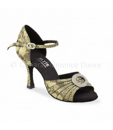 zapatos de baile latino y de salon para mujer - Rummos - Elite Cleopatra verde piel fantasia