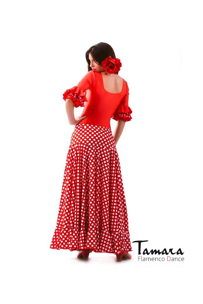  Flamenco skirts WOMAN model Flamenco skirt Sevillana with Polka dots - Knitted Red white polka dots