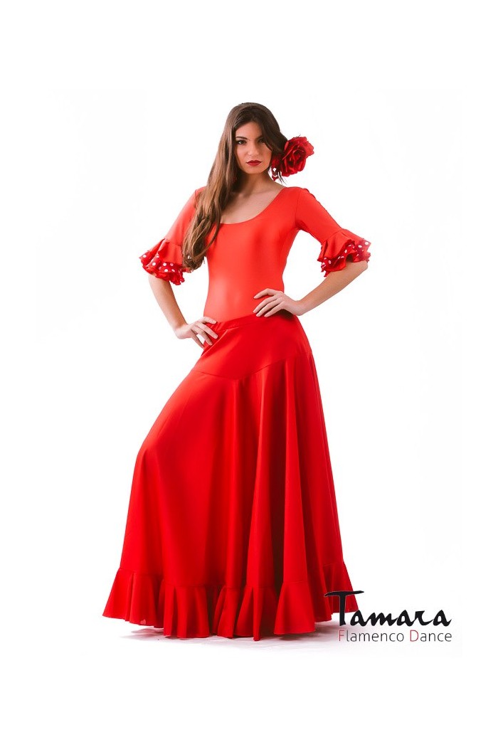 Jupes flamenco FEMME modèle Jupe flamenco Sevillana - Maille Rouge