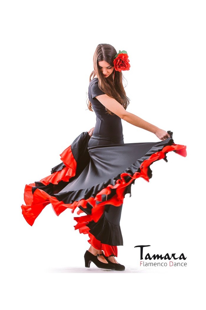 Jupes flamenco FEMME modèle Jupe flamenco Alborea - Tricot Rouge