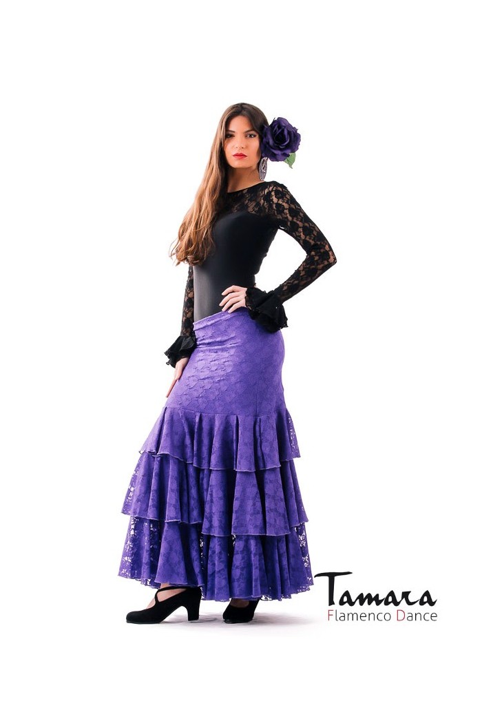 Jupes flamenco FEMME modèle Jupe flamenco Lola - Dentelle Violet