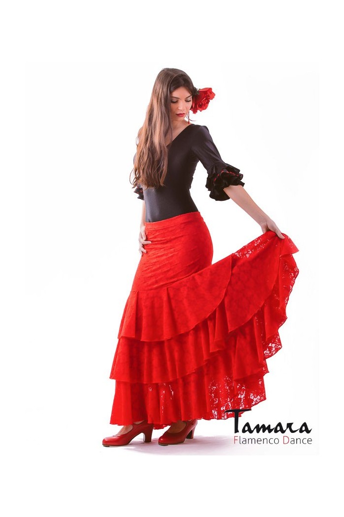 Jupes flamenco FEMME modèle Jupe flamenco Lola - Dentelle Rouge