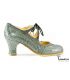 zapatos de flamenco profesionales personalizables - Begoña Cervera - Candor piel serpiente gris con ante
