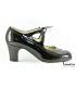 zapatos de flamenco profesionales personalizables - Begoña Cervera - Candor charol negro con tacon clásico 6 cm