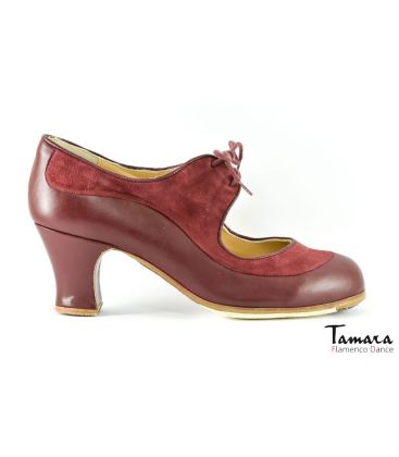 in stock flamenco shoes professionals - Begoña Cervera - Angelito bordeaux leather and suede