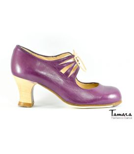 Cordonera Calado purple leather wood heel