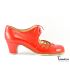 zapatos de flamenco profesionales personalizables - Begoña Cervera - Petalos piel rojo 5cm