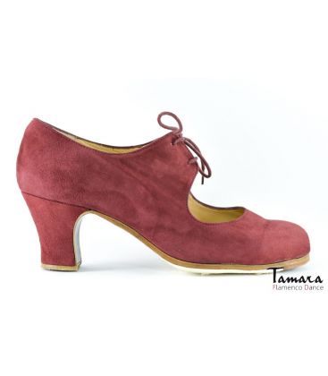 flamenco shoes professional for woman - Begoña Cervera - Cordonera bordeaux suede 6 cm