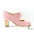 flamenco shoes professional for woman - Begoña Cervera - Cordonera rose suede casilda carrete heel