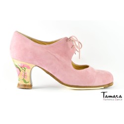 Outlet Chaussures flamencos modèle Chaussures de flamenco Cordonera (Taille 35.5) - Rosa (Color especial) - Daim - Peint à la main: Casilda Rose - Carrete 6cm - Normal Rosa (Color especial)