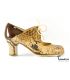 zapatos de flamenco profesionales personalizables - Begoña Cervera - Arty serpiente y charol marron carrete