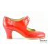 flamenco shoes professional for woman - Begoña Cervera - Cordoneria red leather carrete heel