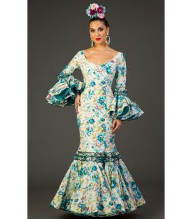 Robe de flamenca Pasion Fleurs Turquoise