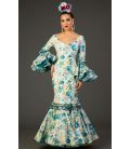 Robe de flamenca Pasion Fleurs Turquoise
