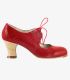 zapatos de flamenco profesionales personalizables - Begoña Cervera - Cordonera piel serpiente roja tacon carrete madera