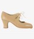 flamenco shoes professional for woman - Begoña Cervera - Cordonera Calado camel leather carrete heel