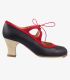 chaussures professionelles de flamenco pour femme - Begoña Cervera - Candor noir cuir buff rouge carrete