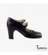 flamenco shoes professional for woman - Begoña Cervera - 2 Correas leather black classic 7cm 