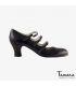 chaussures professionelles de flamenco pour femme - Begoña Cervera - 3 Correas cuir noir carrete 