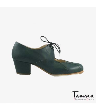 flamenco shoes professional for woman - Begoña Cervera - Acuarela Cordones leather dark green cubano 