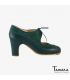 chaussures professionelles de flamenco pour femme - Begoña Cervera - Angelito daim et cuir vert foncé classique 7 cm 