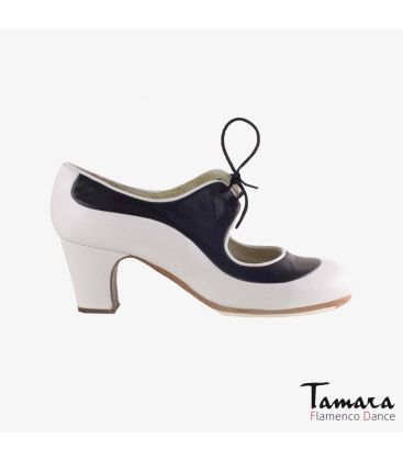 flamenco shoes professional for woman - Begoña Cervera - Angelito leather white and black classic