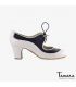 chaussures professionelles de flamenco pour femme - Begoña Cervera - Angelito cuir blanc et noir classique 