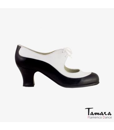 flamenco shoes professional for woman - Begoña Cervera - Angelito leather black and white carrete 
